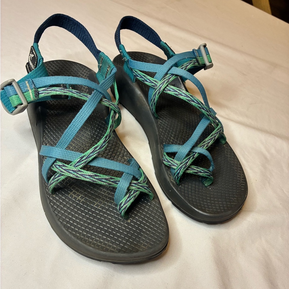 Chaco Z/2 Sandals Women’s 9 Teal Toe Loop Vibram Sole Made in USA Hiking